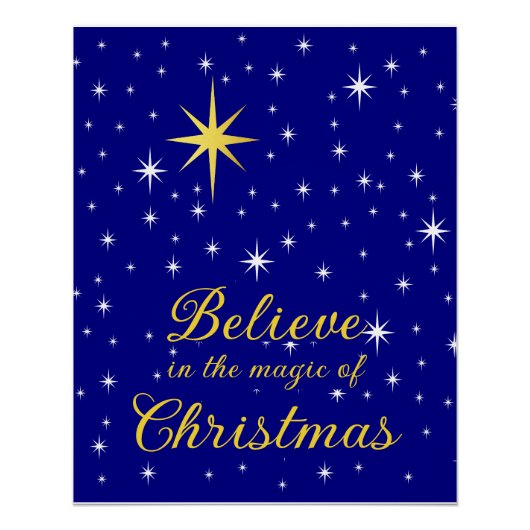 クリスマス信じの光沢のあるポスターの魔法で ポスター (正面)