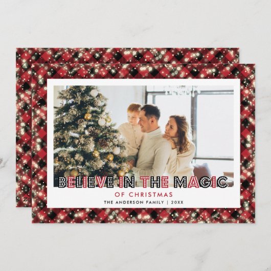 クリスマス信じの写真の魔法に赤いプライド シーズンカード (正面/裏面)