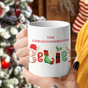 クリスマス信じの家族の名伝統的前 コーヒーマグカップ