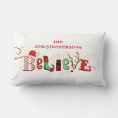 クリスマス信じの家族の名前の懐かしいアイコン ランバークッション (正面)