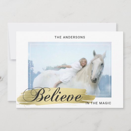 クリスマス信じの祝日 – 魔法金ゴールドPHOTO シーズンカード (正面)