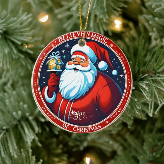 クリスマス信じの魔法でフェスティバルの休日 セラミックオーナメント (ツリー)