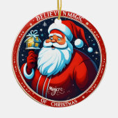 クリスマス信じの魔法でフェスティバルの休日 セラミックオーナメント (正面)