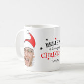 クリスマス信じの魔法で |サンタ写真 コーヒーマグカップ (正面左)