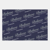 クリスマス信じの魔法で | ネイビーブルー ラッピングペーパーシート (正面3)