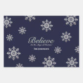 クリスマス信じの魔法で | ネイビーブルー ラッピングペーパーシート (正面)