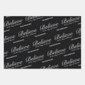 クリスマス信じの魔法で | ブラック ラッピングペーパーシート (正面3)