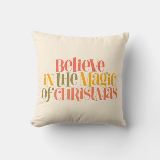 クリスマス信じの魔法で – レトロスタイル クッション (正面)