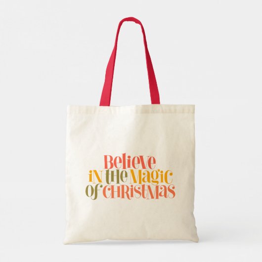 クリスマス信じの魔法で – レトロスタイル トートバッグ (裏面)
