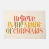 クリスマス信じの魔法で – レトロスタイル ドアマット (正面)