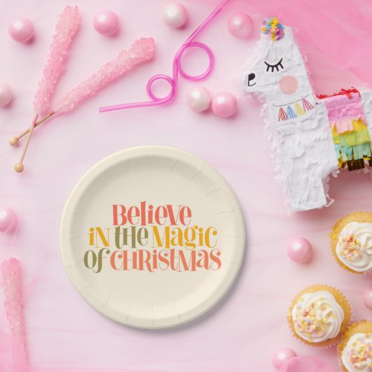 クリスマス信じの魔法で – レトロスタイル ペーパープレート (パーティー)