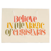 クリスマス信じの魔法で – レトロスタイル ラージペーパーバッグ (裏面)