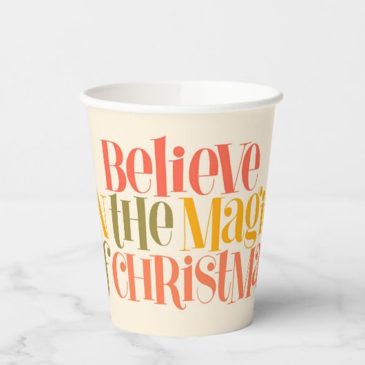 クリスマス信じの魔法で – レトロスタイル 紙コップ (左)