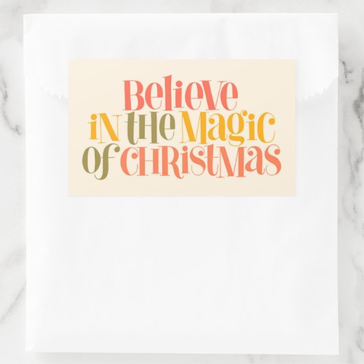 クリスマス信じの魔法で – レトロスタイル 長方形シール (バッグ)