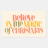 クリスマス信じの魔法で – レトロスタイル 長方形シール (正面)