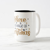 クリスマス信じの魔法の金ゴールド ツートーンマグカップ (正面右)