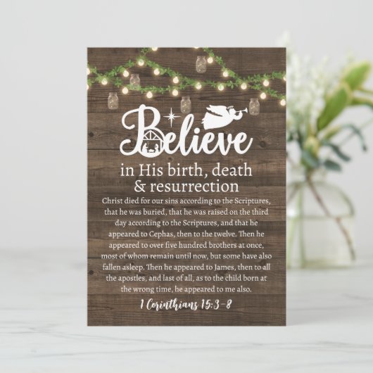 クリスマス信じイエス出生素朴ウッド シーズンカード (スタンド正面)