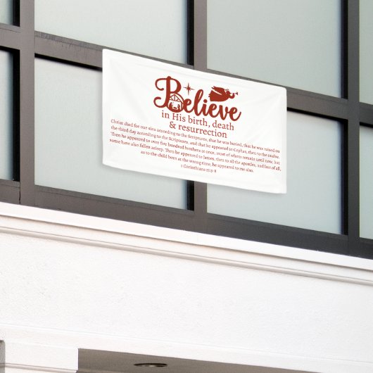 クリスマス信じイズイエズス出生ホワイトレッド 横断幕 (ビルの外側)