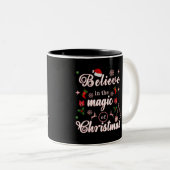 クリスマス信じクリスマス引用文Desの魔法で ツートーンマグカップ (正面右)