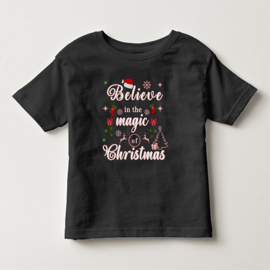 クリスマス信じクリスマス引用文Desの魔法で トドラーTシャツ (正面)