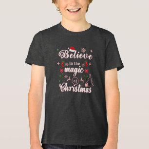 クリスマス信じクリスマス引用文Desの魔法で トライブレンドTシャツ