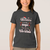クリスマス信じクリスマス引用文Desの魔法で トライブレンドＴシャツ (正面)