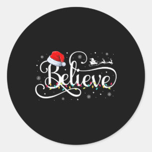 クリスマス信じサンタクラウスおもしろいファミリーマッチン ラウンドシール