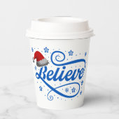 クリスマス信じサンタクラウス – サンタハットブルー 紙コップ (裏面)