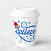 クリスマス信じサンタクラウス – サンタハットブルー 紙コップ (正面)