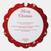 クリスマス信じスピリット写真年ハイライト赤 オーナメントカード (裏面)