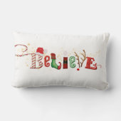 クリスマス信じタイポグラフィ懐かしいアイコン ランバークッション (裏面)