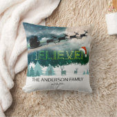 クリスマス信じトナカイそりサンタハット写真 クッション (ブランケット)