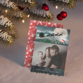クリスマス信じトナカイそりサンタハット写真 シーズンカード