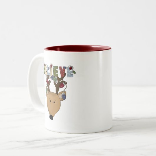 クリスマス信じトナカイ ツートーンマグカップ (正面左)