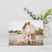 クリスマス信じトレンディー手書きのスクリプト写真 シーズンカード (スタンド正面)