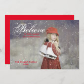 クリスマス信じモノグラム写真の魔法で シーズンカード (正面/裏面)