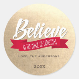 クリスマス信じ金ゴールドの魔法のカスタム中で ラウンドシール