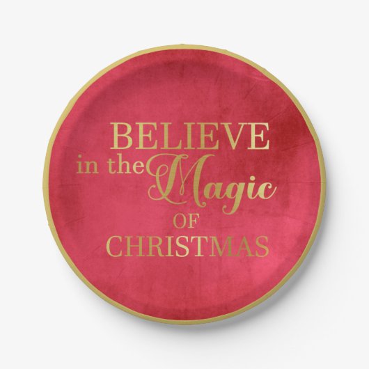 クリスマス信じ金箔魔法で ペーパープレート (正面)