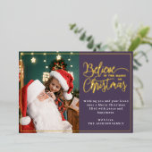 クリスマス信じ魔法の写真2枚 箔シーズンカード (立ち正面)