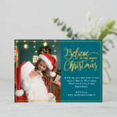 クリスマス信じ魔法の写真2枚 箔シーズンカード (立ち正面)