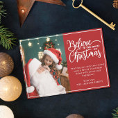 クリスマス信じ魔法2家族の写真の赤 シーズンカード