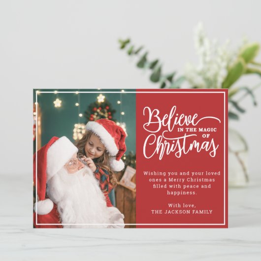 クリスマス信じ魔法2家族の写真の赤 シーズンカード (スタンド正面)