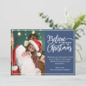 クリスマス信じ魔法2家族の写真ブルー シーズンカード (スタンド正面)