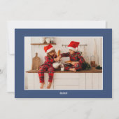 クリスマス信じ魔法2家族の写真ブルー シーズンカード (裏面)