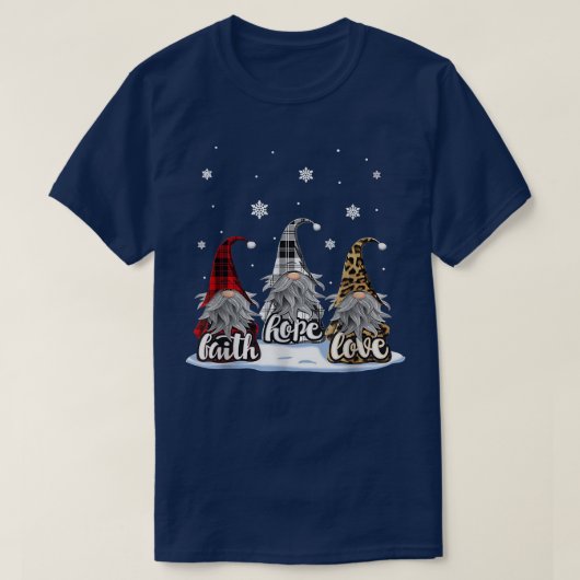 クリスマス信仰ラブホープ格言レッドレオパードプレイド Tシャツ (デザイン正面)