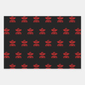 クリスマス先住民イーグルトーテムポールブラックアンドレッド ラッピングペーパーシート (正面3)