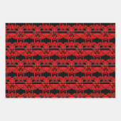 クリスマス先住民イーグルトーテムポールブラックアンドレッド ラッピングペーパーシート (正面2)