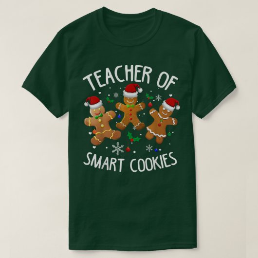 クリスマス先生かわいいジンジャーブレッドCookie Tシャツ (デザイン正面)