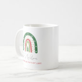 クリスマス先生のための虹色のナイスリスト コーヒーマグカップ (正面左)