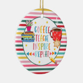 クリスマス先生コ教えーヒーはcovid19を清潔にしなさい セラミックオーナメント (右)